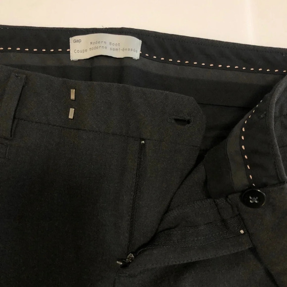 Gap  90s Y2K Size 4 Long Flare Boot Cut Stretch Dark Gray Women's Dress Pants 4L - Picture 7 of 9